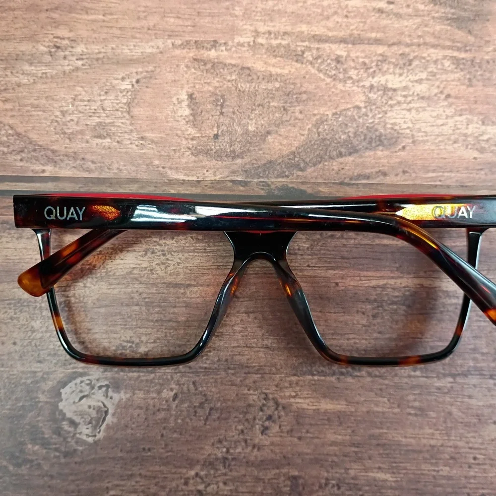 Quay Level Up 126 Tortoise Shell and Red Square Eyeglass Frames